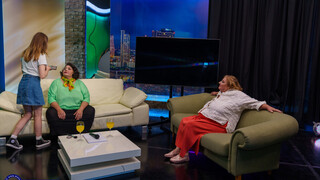Naughty Maya Gets a Lesson from Big Tits Stepmoms Jana & Edina on TV – Old & Young Lesbians - страстные шлюхи в HD BIGWHORE.COM