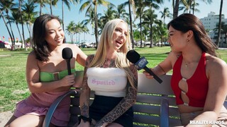 Public Threesome Fun: Brunette, Blonde & Asian in Hot Action - страстные шлюхи в HD BIGWHORE.COM
